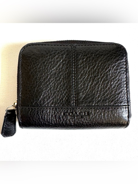 Coach Handbags - Coach Zip Around Snap Wallet Black Pebbled Leather Accordion Bifold ID